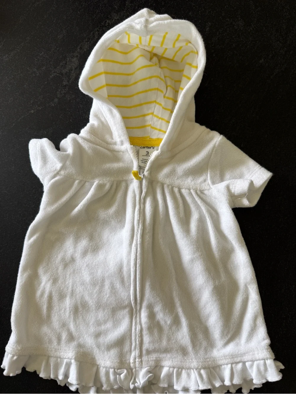 Carter's White and Yellow Hooded Swim Suit Cover Up